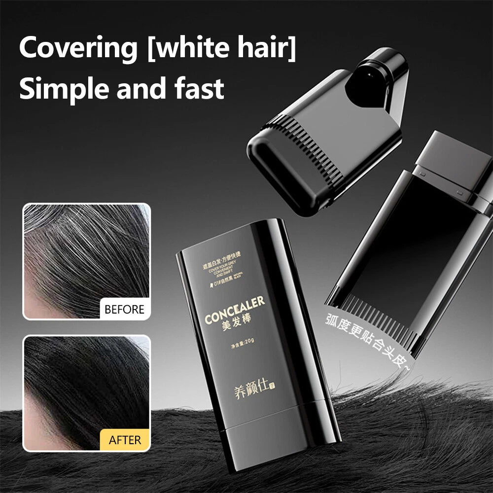 Hair Color Comb Stick for Hairdressing Wand Natural Black White Hair Covering Stick 20g